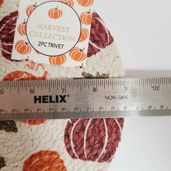 Harvest Collection Pumpkin & Fall Leaves Braided Trivets – 2 Sets (4 Total) - Picture 3 of 5
